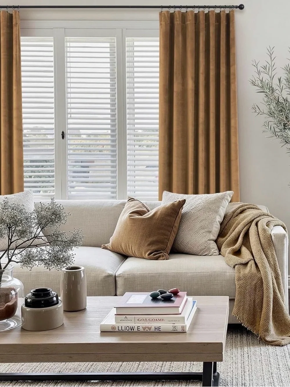 Pitalk brown-52x90 Inch Curtains Velvet Gold Brown Modern Farmhouse Thermal
